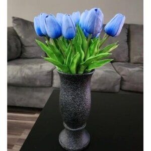 New 20pcs Light Blue Artificial Tulip Silk Fake Flowers 13.5" for Mother's Day